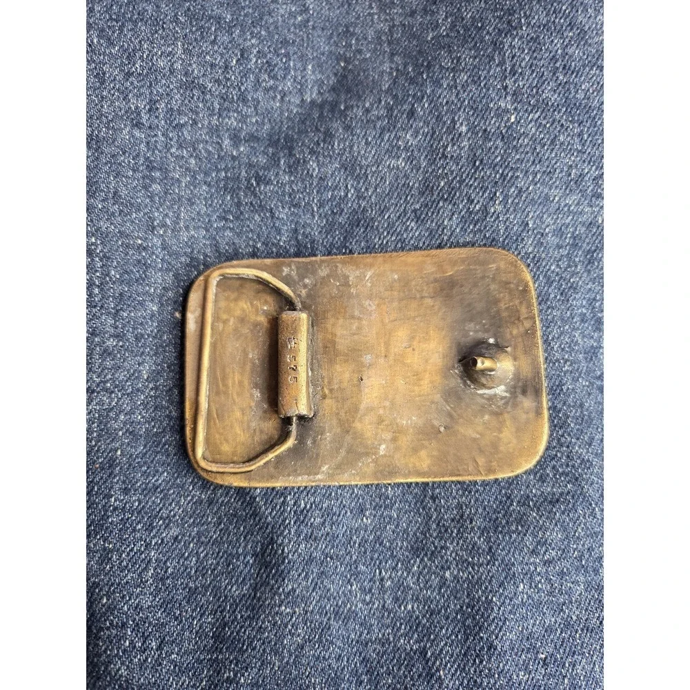 Vintage Go Big Red Solid Brass Belt Buckle Nebraska Football